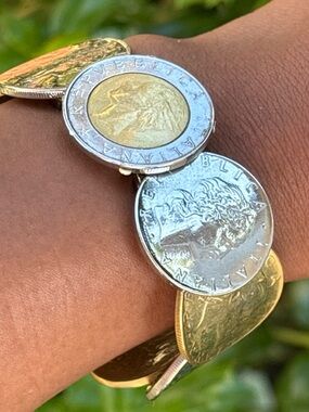 Vintage Gold and Silver Coin Bracelet